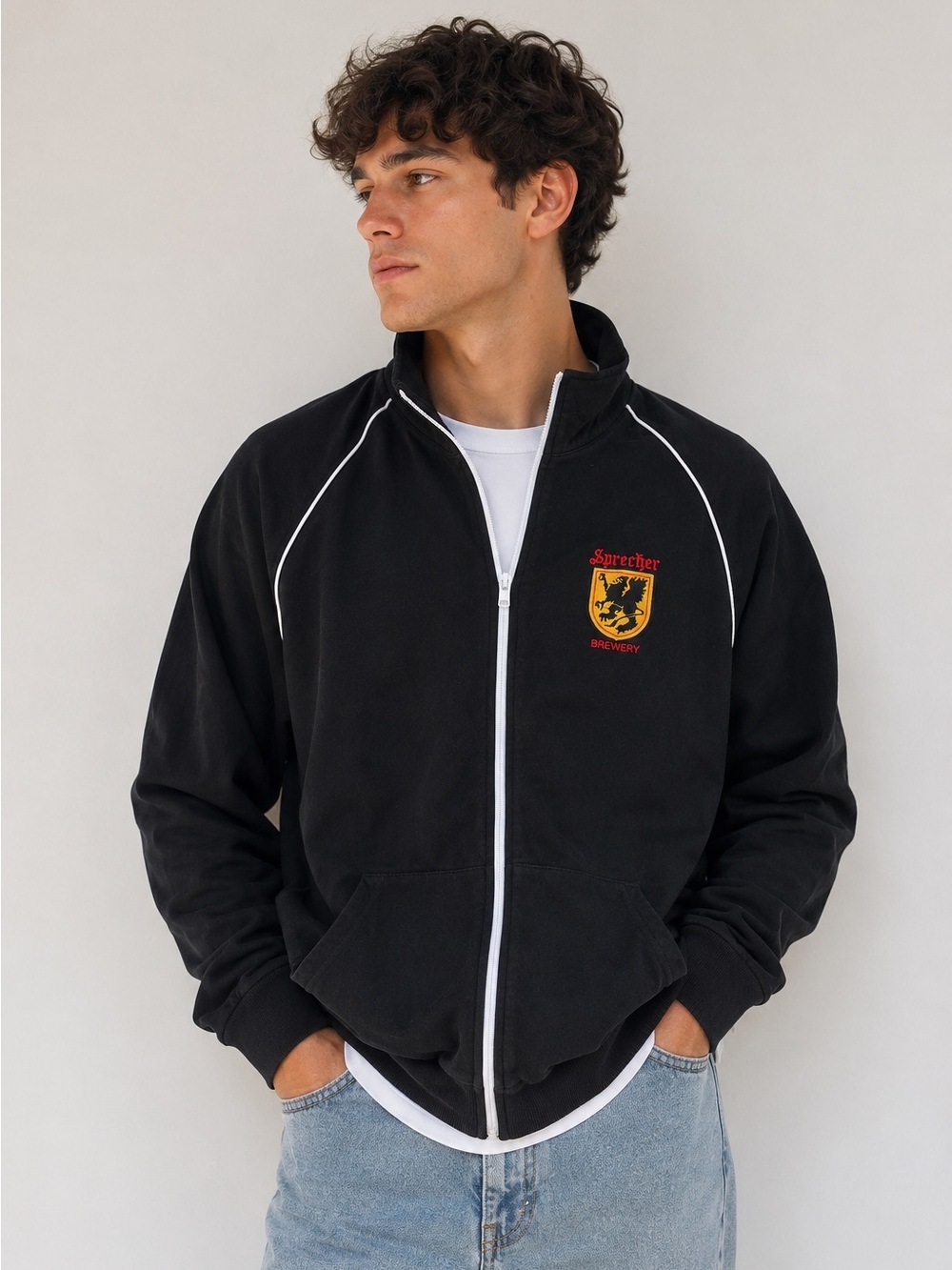 Vintage Sprecher Brewery Black Zip Up Jacket XXL